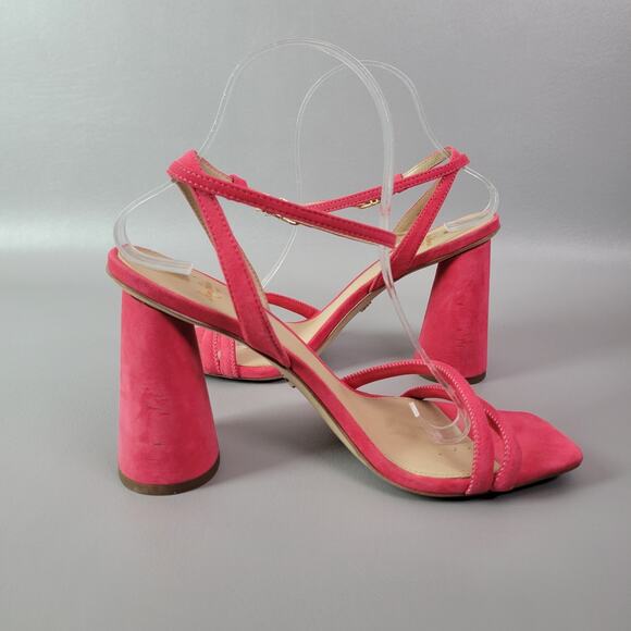 Sam Edelman Kia Slingback Dahlia Pink Suede Block Heel Sandal Size 9 - Picture 3 of 14